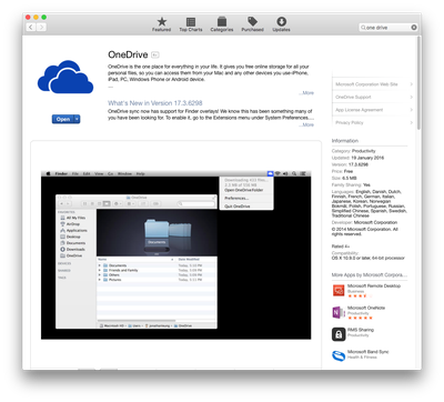 onedrive online vs app for mac
